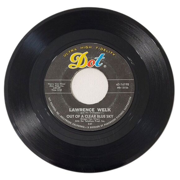 Lawrence Welk 45 RPM - Out Of A Clear Blue Sky / My Three Sons - Dot VG Theme - Picture 1 of 2